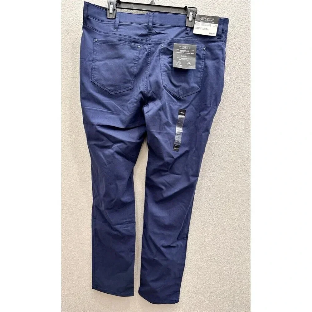 Mens Kenneth Cole Pants Blue 38 X 32 Blue Performance Tech 5 Pkt Pants New $60